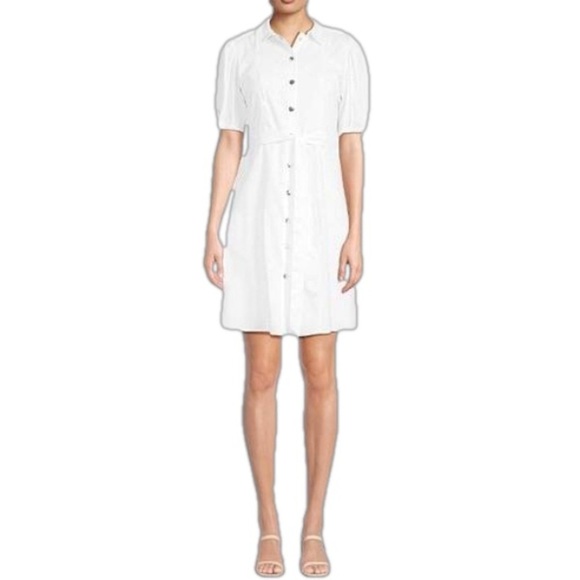 Nanette Lepore Dresses & Skirts - Nanette Lepore White Belted Cotton Mini Cotton Shirtdress Women’s Size 14 NWT